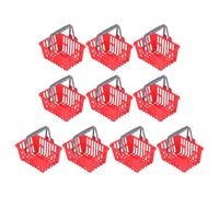 WEKAMOS Set 10 Mini Cestini da Supermercato in Plastica Rossa Mini Accessori per Casa delle Bambole in Scala 1/6 Portaoggetti Decorativi per Giochi e Micro-Scene
