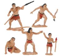 WEKAMOS Set 5 Pezzi Figurine Uomini Primitivi in Resina Modelli di Scena di Caccia di Simulazione Dettagliata per Esposizioni e Gioco di Ruolo Decorazione Collezione per Tavolo da
