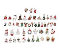WEKAMOS Set 50 Ciondoli in Lega Smaltata Natalizi Fori per Appendere Accessori Fai da Te per Gioielli Decorazioni per Albero di Natale e Creazioni Artigianali