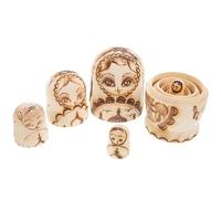 WEKAMOS Set di Bambole Russe Matrioska in Legno Non Verniciato a 5 Strati Rilievo Pirografato a Motivo Aquila Bicipite Regalo Artigianale per e Decorazione Casa Funzionale