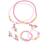 WEKAMOS Set Gioielli Unicorno Bambina 10 Pezzi Collane Braccialetti Anelli Orecchini Color Rosa per Feste Compleanni e Regali Bambine 4-12 Anni