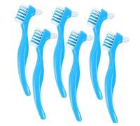WEKAMOS Spazzolini per Pulizia Protesi Dentali 6 Pezzi Doppia Testa in Plastica Blu per Rimuovere Macchie e Residui Uso Domestico per Denti Finti e Retainer
