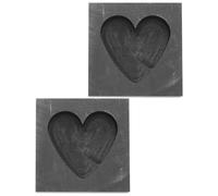 WEKAMOS Stampo in Grafite per Fusione Metalli a Forma di Cuore, Set da 2 Pezzi, Piccolo Utensile per Gioielli in Oro Argento Rame, Resistente Alte Temperature per Laboratori e