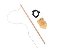 WEKAMOS Trottola in Legno 7 CM per Set Asta e Corde Giocattolo Interattivo per Sviluppo Motorio e Giochi all'Aperto Giroscopio Rotante Fai da Te Sicuro per Attività Infantili