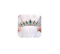Wekicici Diadema di cristallo con pettine di nozze verde corona principessa regina fascia per spose accessori per capelli per le donne Halloween costume di compleanno festa concorso