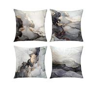 Wekity Marble Texture Black And Gold Silver Decorative Throw Pillow Covers Luxury Abstract Fluid Art Ink Soft Velvet Pillow Case Square Cushion Covers