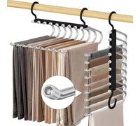 WEKIWGOT 9 in 1 Grucce Pantaloni, Organizer Armadio (Nero 2 Pezzi)