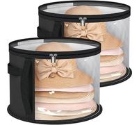 WEKIWGOT Portacappelli con Finestra Visiva per 7 Cappelli, Organizzatore Trasparente per Cappello da Cowboy, Cappelli da Donna & a Tesa Larga, Custodia Robusta per Armadio e Viaggio (2 Pezzi, Nero)