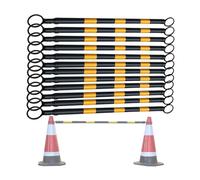 WEKONUMEX Barre per Il Traffico, Coni stradali retrattili in PVC con Pellicola Riflettente, Confezione da 12, Multicolore, 1,25-2 m(Yellow And Black)