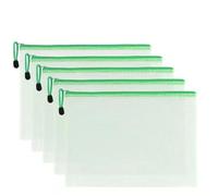 WEKONUMEX Borse per cartelle con Cerniera, Confezione da 24 Buste con Cerniera in Rete Multicolore, Diverse Misure(Green,34X24CM)