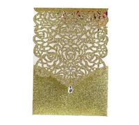 WEKONUMEX Confezione di inviti di Nozze, Confezione da 10 Biglietti d'invito for Matrimonio in Carta Glitterata Multicolore 125x180 mm con Buste(Only Gold Cover)