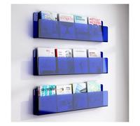WEKONUMEX Portariviste Porta Letteratura, Confezione da 3 portariviste da Appendere in Acrilico Multicolore, Diverse Misure(Blue,L 60cm/23.6in)
