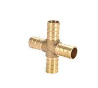 WEKONUMEX Raccordi a Barra per Tubi Flessibili, Raccordo for Tubo in Ottone for Gas, Acqua e Olio, Gomito a T e a Croce, di Diverse Dimensioni(4 Way,6MM)