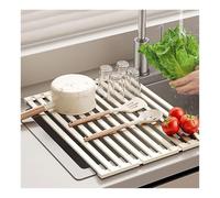 WEKONUMEX Scaffale portapiatti avvolgibile, Scolapiatti in Acciaio Inossidabile 304 Bianco 32-60 cm(L 55cm/21.7in)