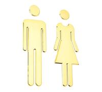 WEKONUMEX Targa for WC in Metallo | Dimensioni multiple multicolori, 1 set for bagno pubblico(Gold)