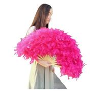 WEKONUMEX Ventaglio a Mano in Piume di Struzzo e marabù, Ventaglio Pieghevole in Piuma Rosa Grande da 70 * 40 cm(Rose Pink)
