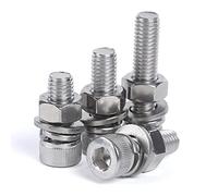 WEKONUMEX Viti con Testa a Bussola e bulloni, Set di Dadi con rondelle Piatte e Elastiche M6 in Acciaio Inossidabile 304, da 10 a 150 mm(M6*16mm*50pcs)