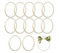 Wekuw 12 Pezzi Anelli a Cerchio in Legno di Bambù, Cerchi Legno per Decorazioni Fai da Te, Cerchi Acchiappasogni per Realizzare Decorazioni Ghirlande Nuziali e Artigianato da Appendere Alla Parete