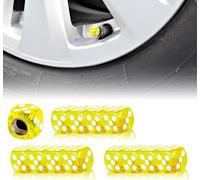 Wekuw 12 Pezzi Tappini Gomme Auto Copertura Antipolvere per Pneumatici per Auto Pneumatici Universali Cappuccio Valvola Con Guarnizione per Moto, Camion, Scooter Elettrico (giallo)