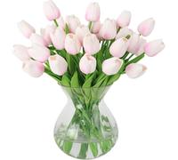 Wekuw 15 Pezzi Tulipani Finti Fiori Artificiali Realistici per Bouquet Tulipani Finti in Lattice,Tulipano per Fai da Te,Bouquet da Sposa,Hotel,Festa,Ufficio,Decorazioni per La Casa(Polvere degradata)