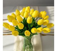 Wekuw 15 Pezzi Tulipani Finti Fiori Artificiali Realistici per Bouquet Tulipani Finti in Lattice,Tulipano per Fai da Te,Bouquet da Sposa,Hotel,Festa,Ufficio,Decorazioni per La Casa (Gilallo)