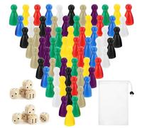 Wekuw 160 Pezzi Pedine Gioco Tavolo con 16 Dadi Figure Gioco in Legno Dado in Legno Figure Giocos Accessori per Giochi da Tavolo, per Famiglie e Feste per Bambini Gioco Dell'oca Giochi Tavolo