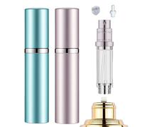 Wekuw 2 Pezzi Porta Profumo da Viaggio Atomizzatore 5 ml Profumo Porta Profumos da Borsetta Portaprofumo da Viaggio Ricaricabile Mini Campioncin Profumi per Viaggi,Donne e Uomini (Lago blu,Rosa)