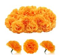 Wekuw 30 Pezzi Capolini di Garofano Finto, Fiori Artificiali Testa Finta, Facile Manutenzione, Bellezza Duratura Adatto per la Decorazione di Feste, Decorazioni per la Casa di Nozze (Arancia)