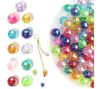 Wekuw 400 Pezzi Perline Rotonde Colorate Perline in Acrilico 10mm Perline per Braccialetti Decorative Perle di Plastica per Fai da Te Artigianato, Collane, Bracciali