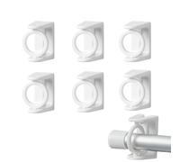 Wekuw 6 Pezzi Ganci per Tende Senza Bucare, Staffa autoadesiva per Asta Tende Bianco, Ganci Adesivi per Tende, Staffa Autoadesiva per Asta Tende per Bagno, Cucina, Camera da Letto