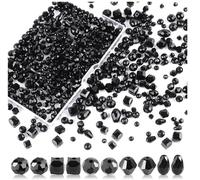 Wekuw 600 Pezzi Perline Sfaccettato (Nero 4/6/8 mm) Cristalli per Bigiotteria Perlines per Bigiotteria Fai da Te Perline per Collane Vetro Adatto per Collane, Bracciali, Gioielli Artigianali
