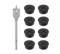 Wekuw 8 Pezzi Passacavi da Scrivania, Passacavo In Silicone Flessibile, 25 mm passacavi scrivania, Copertura per Cavi Rotonda, per scrivania da casa e ufficio, Con punta da 25 mm (Nero)