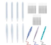 Wekuw 8 Pezzi Stampi in Silicone per Penne a Sfera con 30 pz Ricariche, Stampo Penne Resina, Stampo in Silicone Penna, Penna per Resina Epossidica, Kit Resina per Creazioni Artigianato DIY Penna