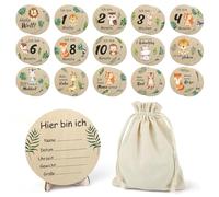 Wekuw Carte Milestone Mensili per Bambini Bambini Regalo per Neonati Milestone,Dischi Milestone in legno Per Bambini, Nascita, Gravidanza, Baby Shower, Regalo nascita e battesimo