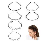 Wekuw Cerchietti per Capelli, 6 Pezzi Cerchietto per Capelli in Metallo Fascia per Capelli Ondulata Unisex Cerchietto in Metallo 6 Stile, per Sport, Yoga, Trucco