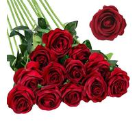 Wekuw Fiori Artificiali Rose di Seta, 15 Pezzi Rose Finte 2.7 x 20 in Bouquet Fiori Finti di Rosa con Steli Lunghi Realisticamente Morbido, per Decorazioni, Matrimoni E Abitazioni (Chiaretto)