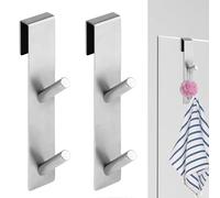 Wekuw Gancio Doccia, 2 Pezzi Gancio per Doccia in Acciaio Inox Ganci Portasciugamani Installazione Senza Forare Interno Cuscinato, per Vetri di Spessore 6-12 mm (Argento,17,8cm)