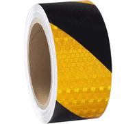 Wekuw Nastro Segnaletico, 10m × 5cm Nastro Riflettente Adesivo Nastro Bagliore Nel Buio Nastro Catarifrangente Adesivo Nero Giallo Cartelli Stradali Nastro Sicurezza, Per Auto Moto Bicicletta