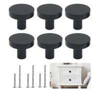 Wekuw Pomelli per Mobili, 6 Pezzi Pomolo per Mobile Rotondo Pomelli per Cassetti Armadio Cassetto 30MM Pomelli per Porta con Viti, per la Armadi, Cassetti, Comodino, Cucina, Soggiorno (Nero)