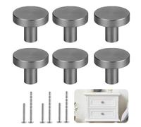 Wekuw Pomelli per Mobili, 6 Pezzi Pomolo per Mobile Rotondo Pomelli per Cassetti Armadio Cassetto 30MM Pomelli per Porta con Viti, per la Armadi, Cassetti, Comodino, Cucina, Soggiorno (Grigio Scuro)