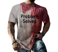 Wekuw Problema Risolto Maglietta a Maniche Corte della Serie Blood T-Shirt Uomo Cotone con Stampa T-Shirt con Stampa di Sangue di Halloween Taglie Forti Costumi di Carnevale, per Uomo, Donna (XXXL)