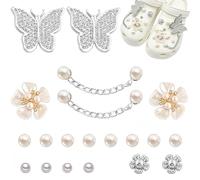 Wekuw Shoe Charm, 20 Pezzi Spille per Scarpe Accessori Charm Accessorio per Scarpe Ciondoli Per Scarpe Scintillanti Accessori Scarpe con Diamanti Cristallo, per Donne e Ragazze (Stile Farfalla)
