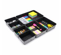 Welaxy Vassoio organizer per cassetti in feltro per ufficio, poco profondo, scatola da scrivania, divisori, elegante decorazione per interni, 7 pezzi, per il rientro a scuola (antracite)