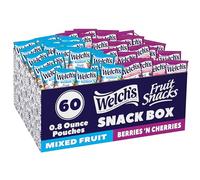 Welch's Spuntini alla frutta, frutta mista e bacche 'N Cherries, ideali per pranzi scolastici, confezioni sfuse, dolcetti di Halloween, sacchetti singoli per porzione singola, 22,7 g (confezione da 60