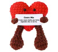 WELCOMAT Cuore Mio, Messaggio Romantico in Italiano, Mini Bambola, Idea Regalo per Anniversario, Mesiversario, Coppia, Amici, Coppia, Lavorata a Maglia Patata Positiva