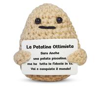 WELCOMAT Positive Potato, Patata Positiva in Italiano con Messaggio Motivazionale, Mini Bambola, Idea Regalo per Famiglia, Amici, Coppia, Bambini, Lavorata a Maglia