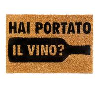 WELCOMAT - Zerbino Ingresso Esterno Hai Portato Il Vino? - Dimensioni 40x60 cm - Zerbino Ingresso Casa Simpatico, In Fibra Naturale di Cocco, Resistente - Con Base Antiscivolo