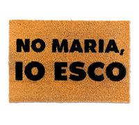 WELCOMAT - Zerbino Ingresso Esterno No Maria, Io Esco- Dimensioni 40x60 cm - Zerbino Ingresso Casa Simpatico, In Fibra Naturale di Cocco, Resistente - Con Base Antiscivolo