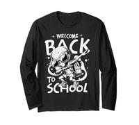 Welcome Back To School Alien Dab Illustration Cool Student Maglia a Manica