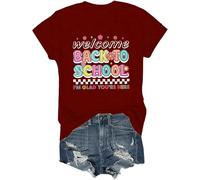Welcome Back to School Shirt Welcome Back I'm Glad You're Here Maglietta Back to School Shirt per insegnanti, Porpora, L
